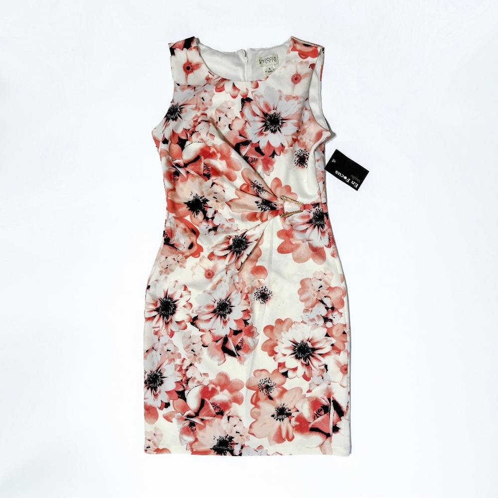 Enfocus Studios Pink/Cream Floral Midi Dress